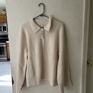 J. Crew Milano-stitch cinched-waist cardigan Size 2X Ivory NWT $168